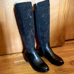 Azure black embellished boots